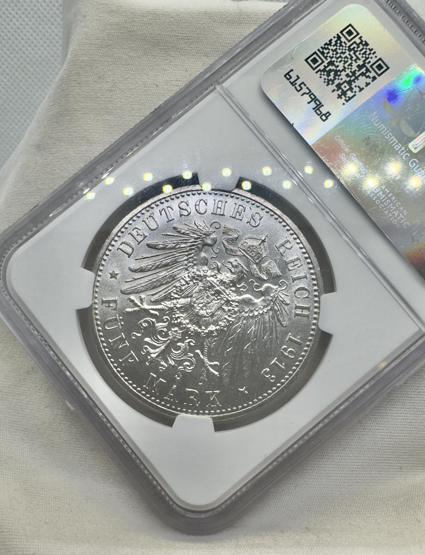 “一元初始，万象更新”新年新铺开张（第4期）新年第一拍 NGC-UNCD 德国1913年威廉二世军装长翅5马克，错杀，可重新搏分