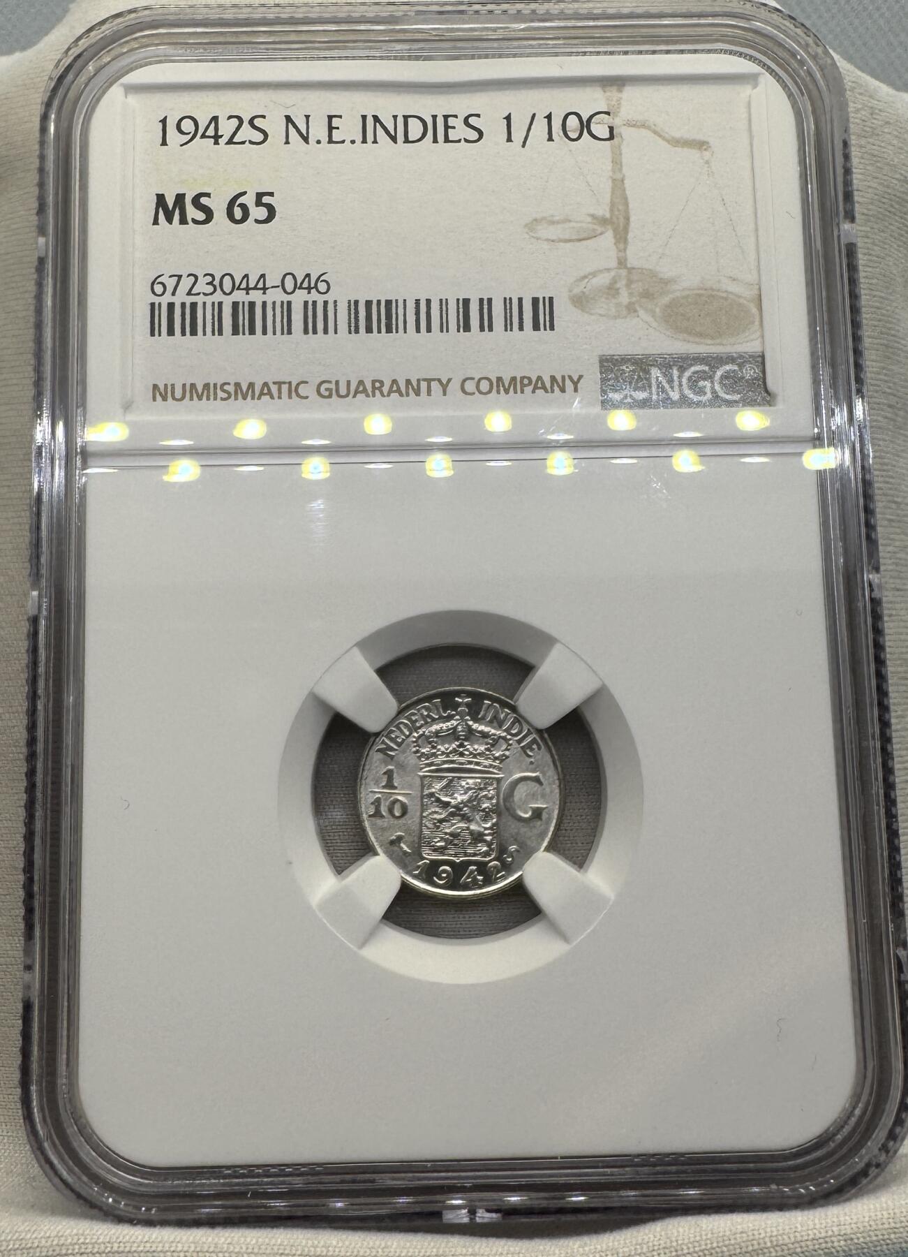 “一元初始，万象更新”新年新铺开张（第4期）新年第一拍 NGC-MS65 1942年S荷属东印度 1/10盾