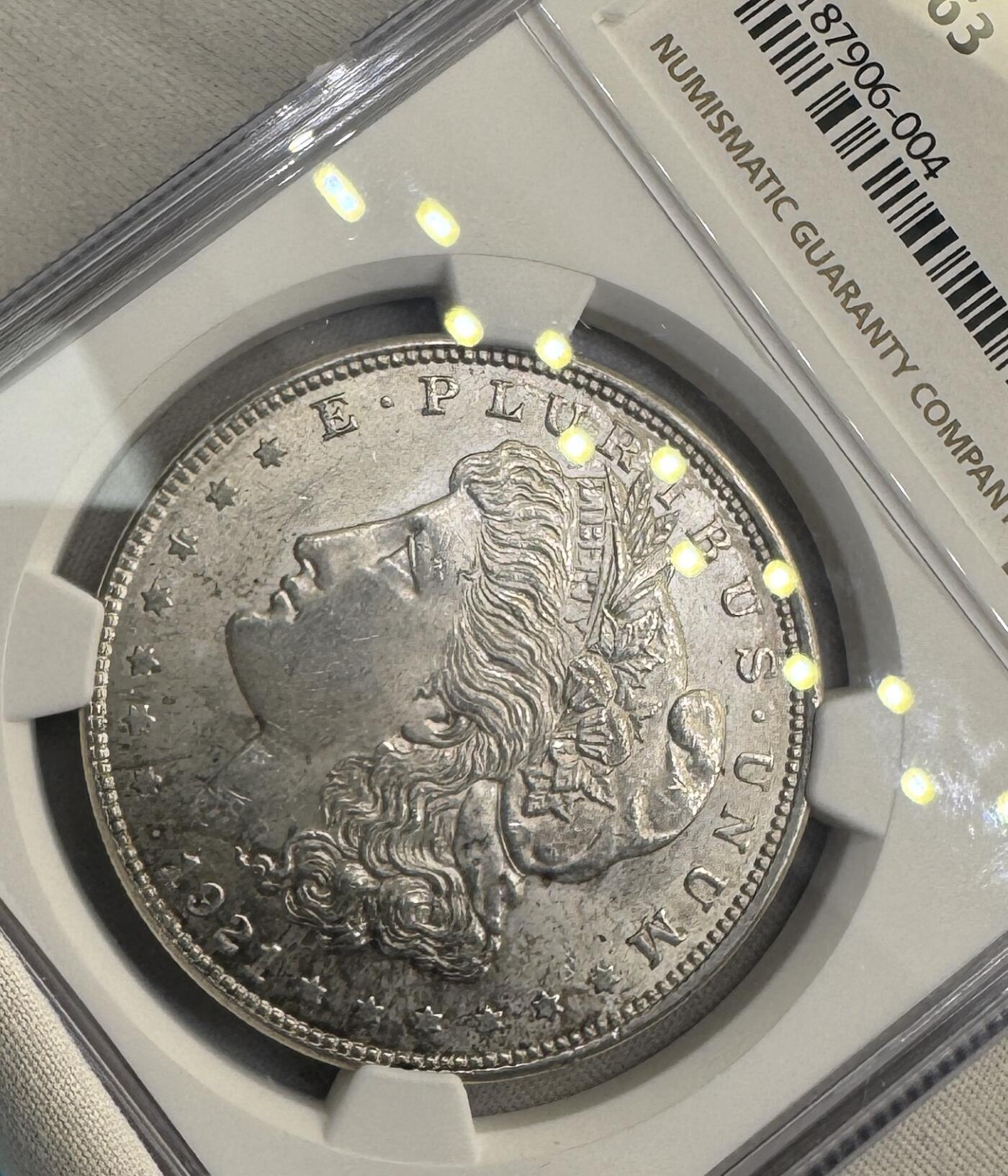 “一元初始，万象更新”新年新铺开张（第4期）新年第一拍 NGC-MS63 美国1921年摩根，有银霜感