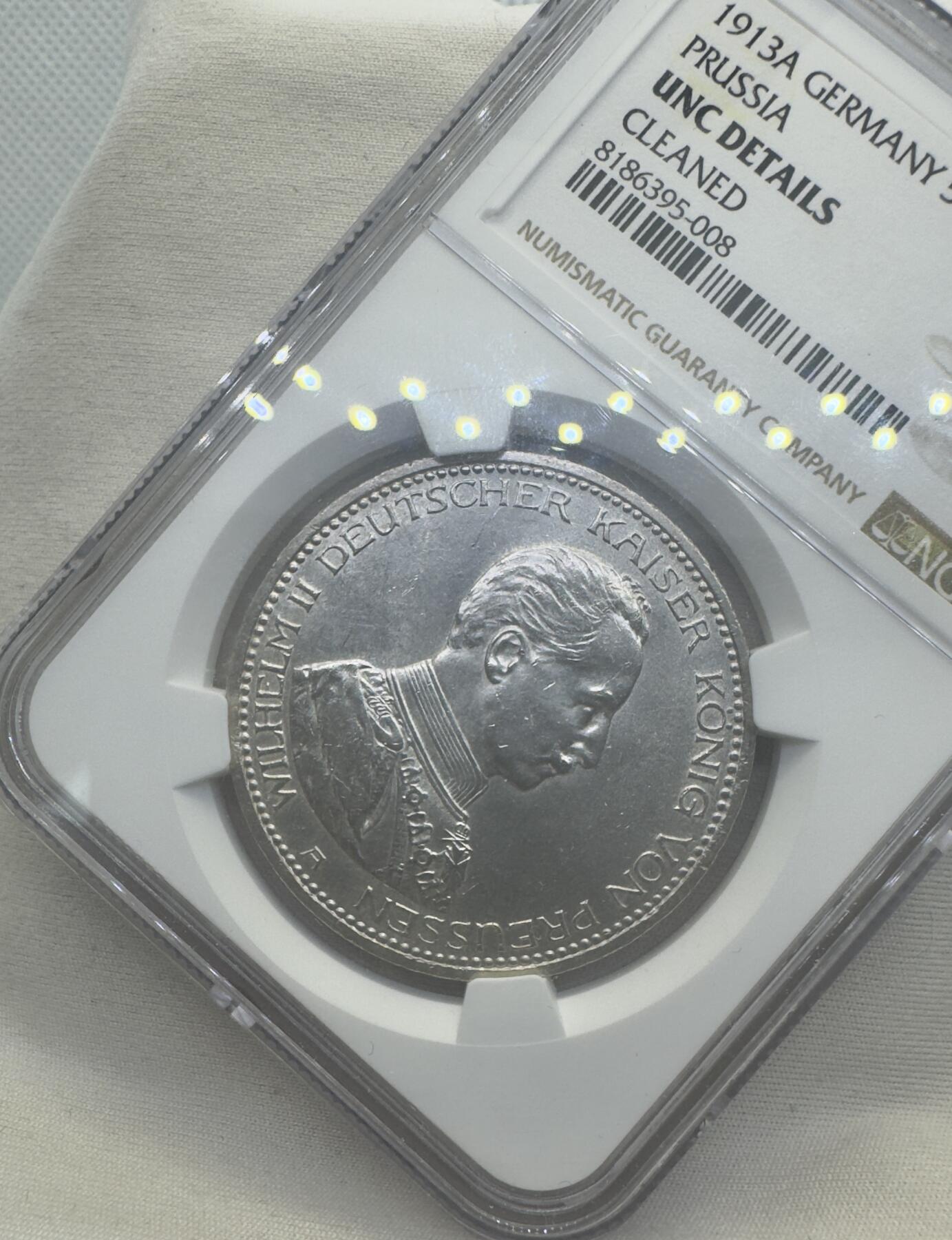 “一元初始，万象更新”新年新铺开张（第4期）新年第一拍 NGC-UNCD 德国1913年威廉二世军装长翅5马克，错杀，可重新搏分