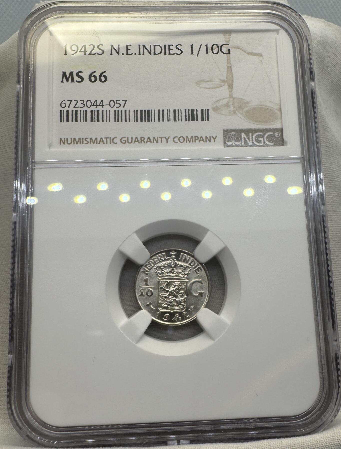 “一元初始，万象更新”新年新铺开张（第4期）新年第一拍 NGC-MS66 1942年S荷属东印度 1/10盾