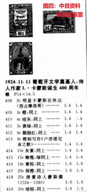 错变体 —— 双重复盖，葡萄牙，1935年，加盖于诗人卡蒙斯诞生400周年，新  （店内编号157）