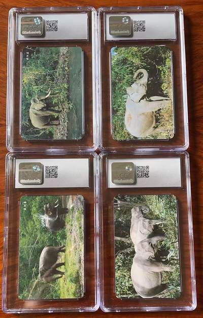 《卡拍》第322期拍卖2月15日晚22：10时延时截拍 中国电信通用IC卡《CNT-IC-40亚洲象》四全新卡，LN辽宁版，CGC评级9分。