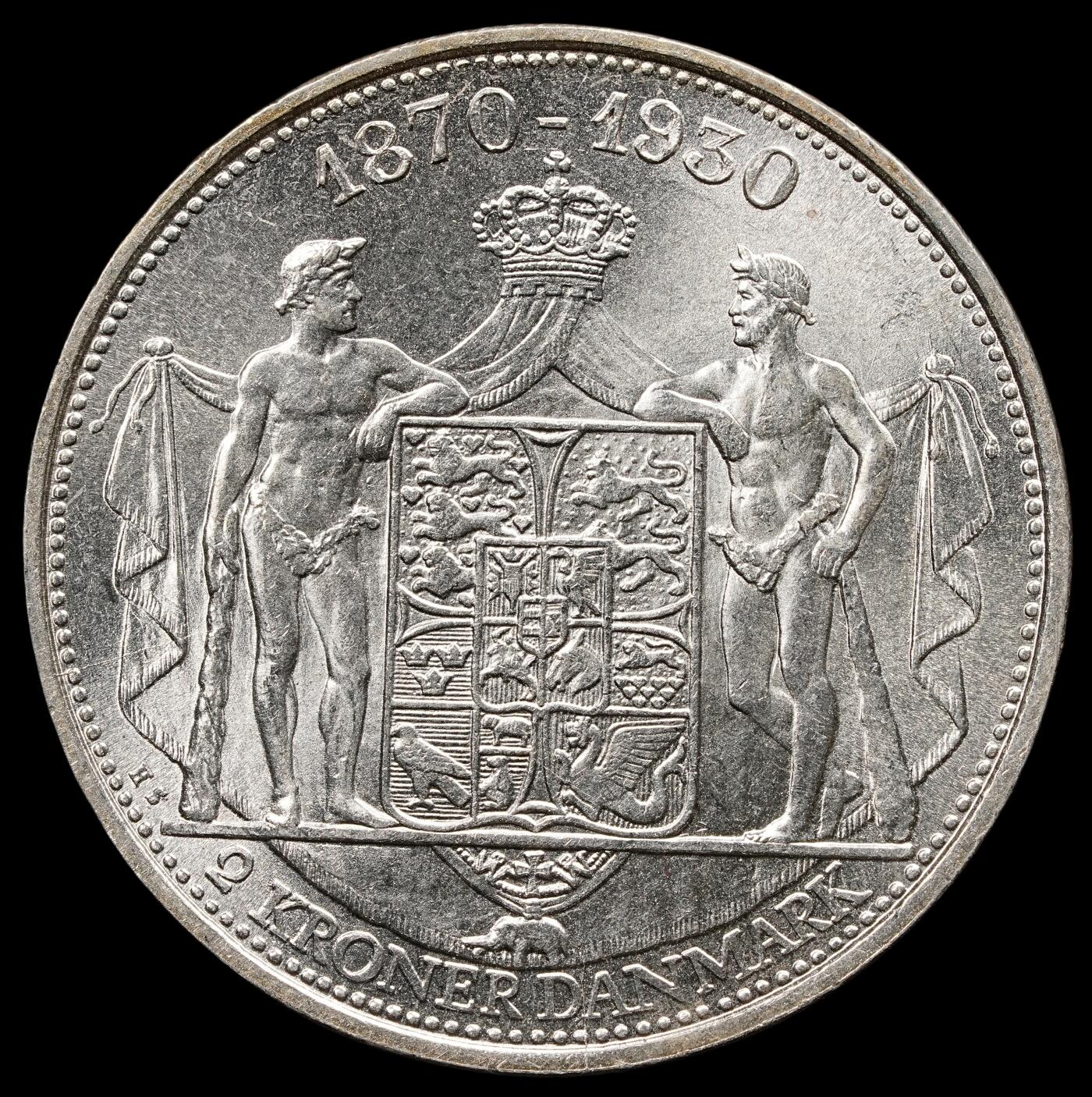 修遠堂世界钱币第五十七期 1930年丹麦国王60大寿纪念2克朗银币 15g，含银80%  转光