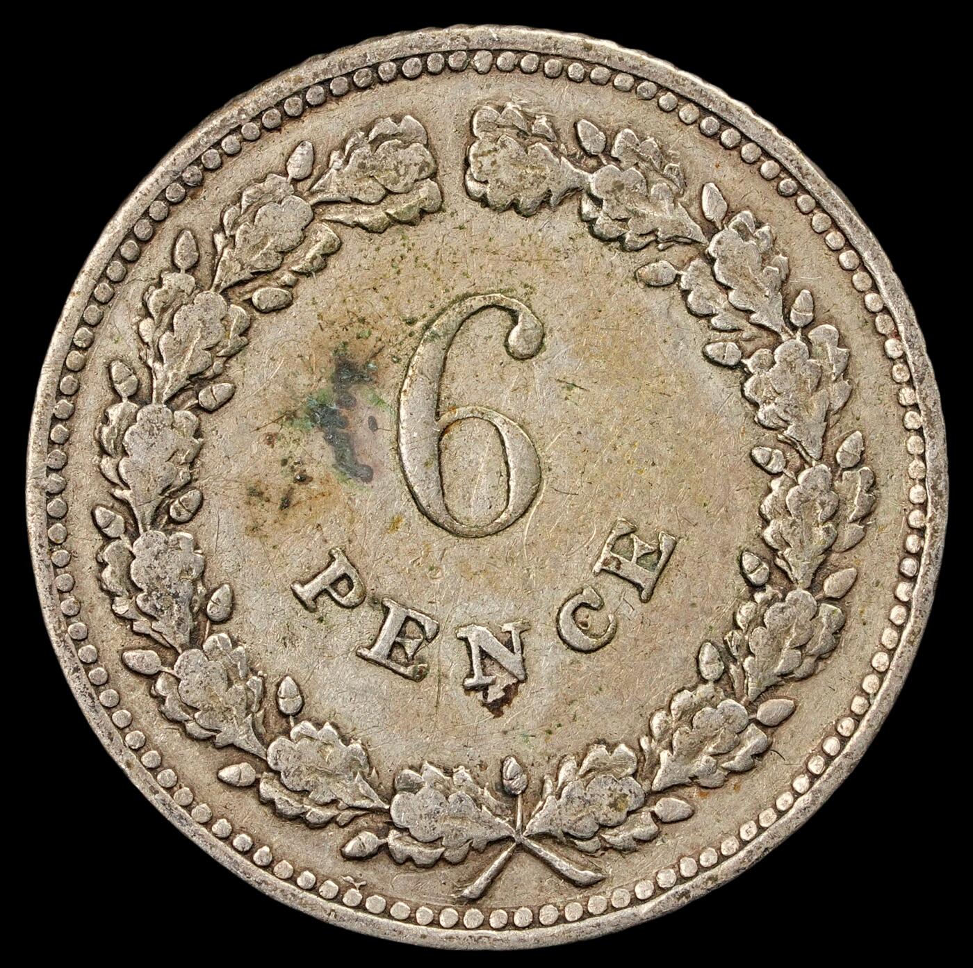 修遠堂世界钱币第五十七期 1811年英国6便士银质代用币 1.79g