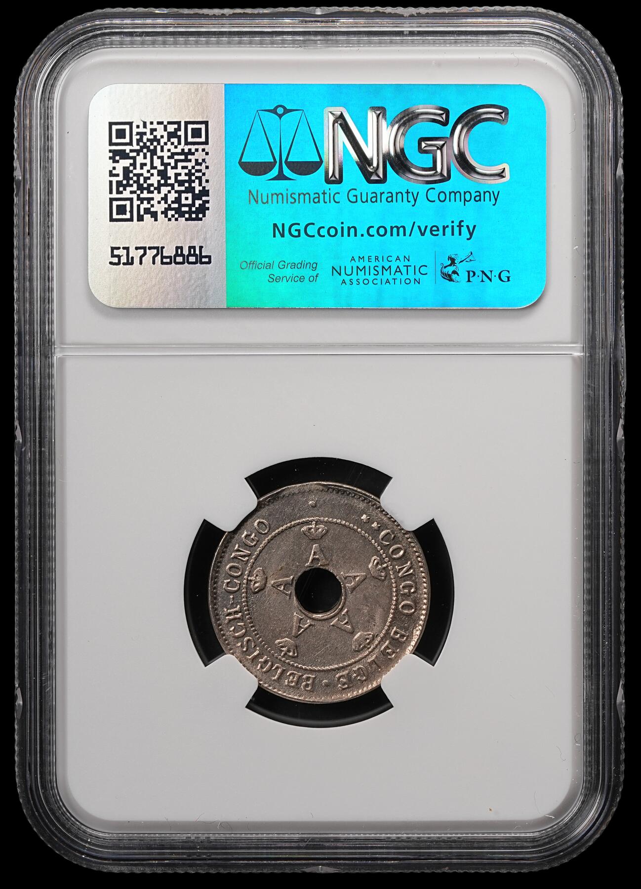修遠堂世界钱币第五十七期 NGC MS64 1911年比属刚果中孔10分