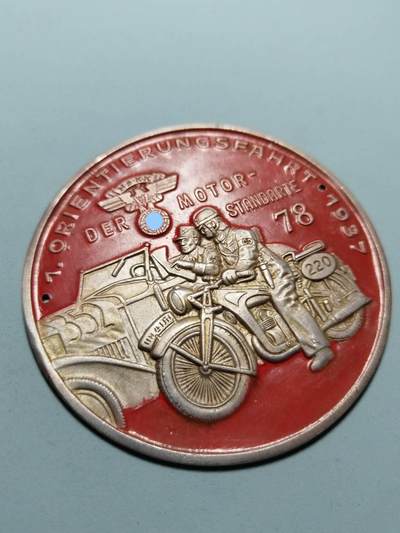 盛世勋华——号角文化勋章邮票专场拍卖第318期 德国（1939）NS运输团（NSKK）第78摩托化旗队1937年越野定向竞赛纪念章 大尺寸直径75毫米 极为少见