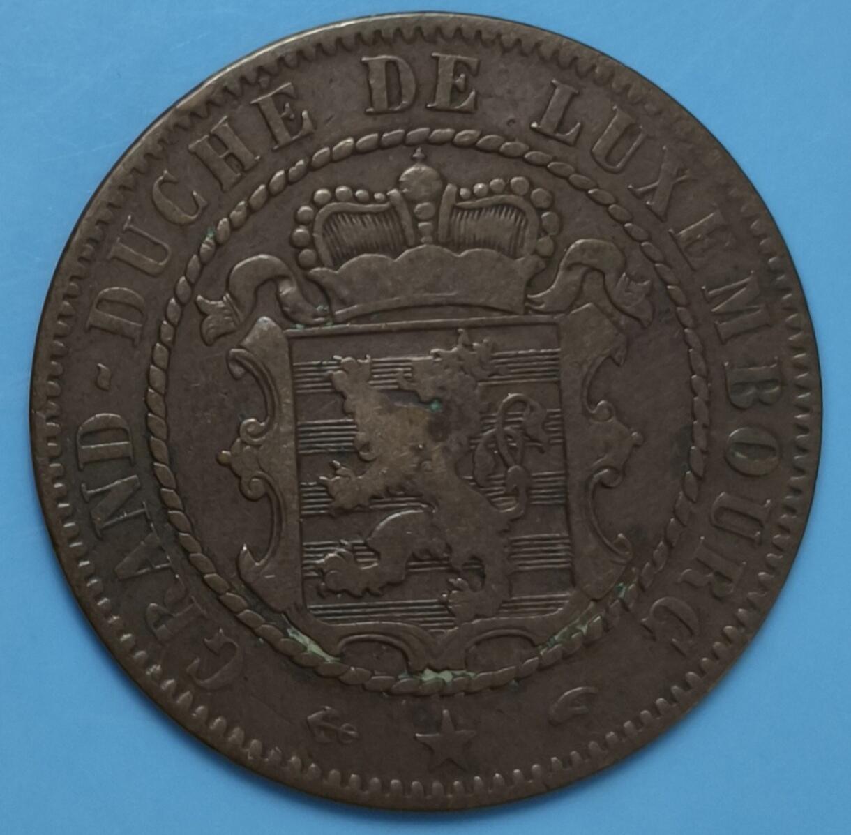 卢森堡大公国1855年10分铜币 品相如图 
