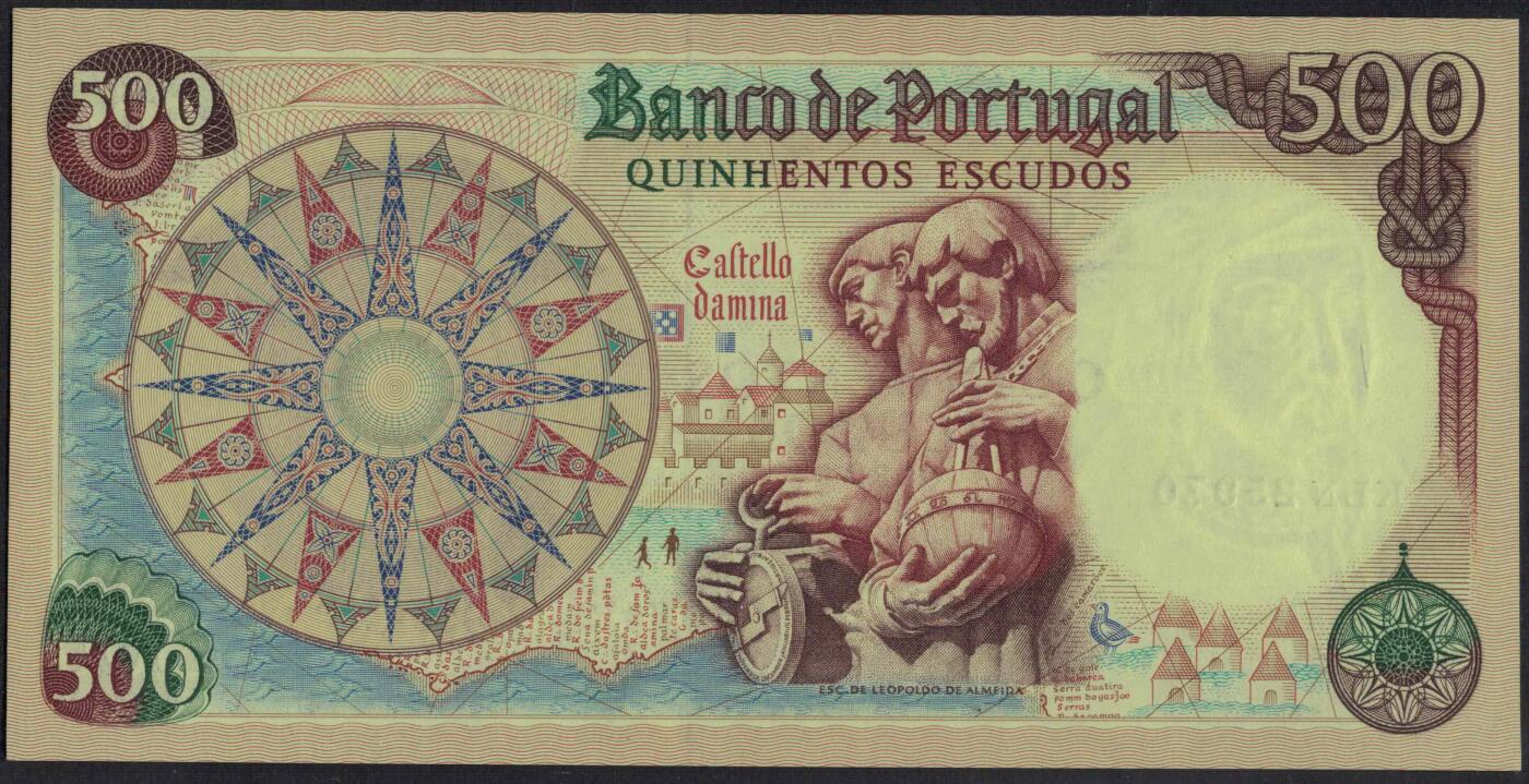 葡萄牙1979年500埃斯库多 无4 签名如图 P-170b 实物图 UNC