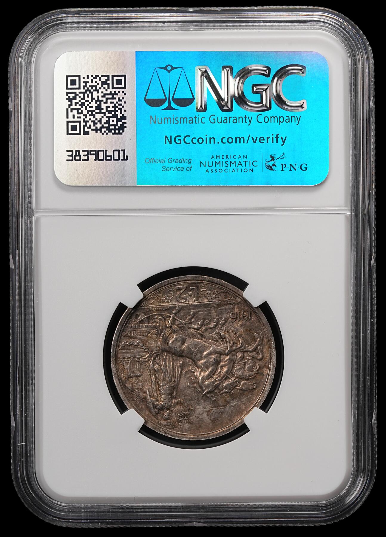 修遠堂世界钱币第五十七期 NGC MS62 1916年意大利马车2里拉银币