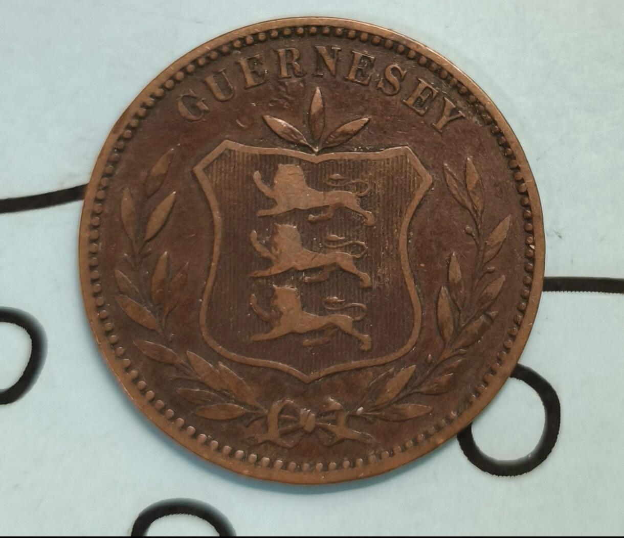 英属根西岛1885年8道布铜币，直径31.6mm
