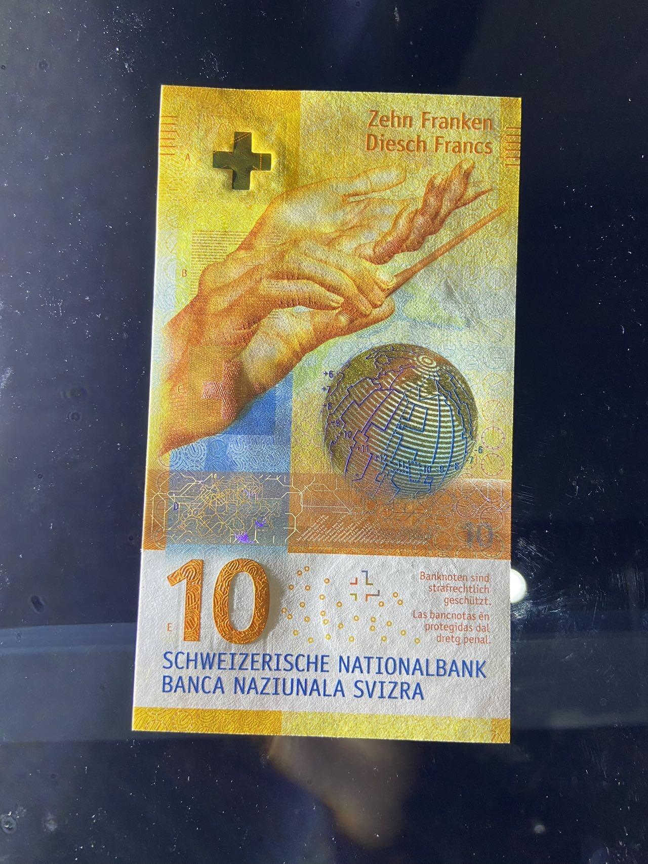 【炜奕收藏】，第二十五期，年后第一期 【无47】瑞士10法郎，UNC品相，首发年号码无47