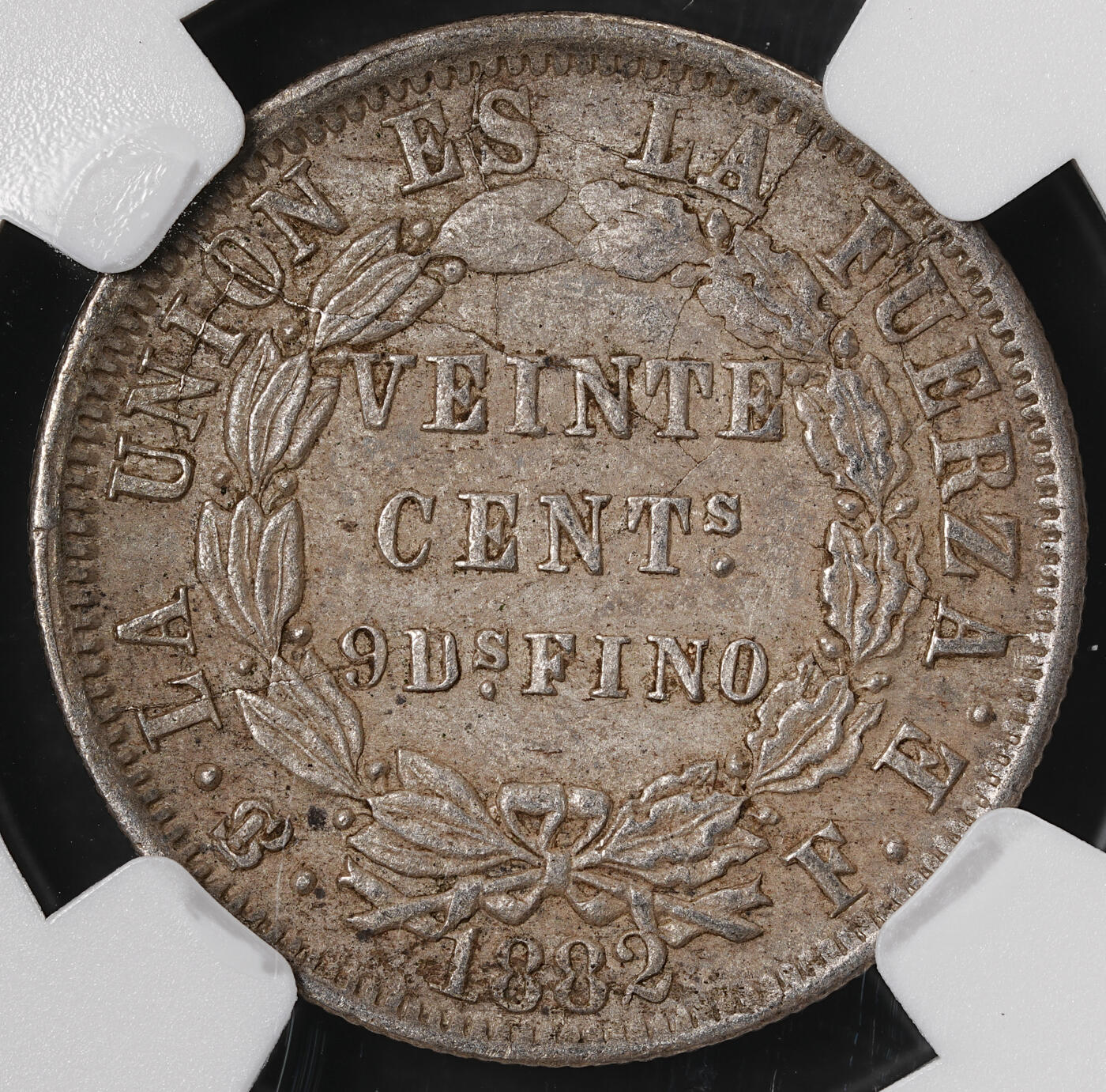 修遠堂世界钱币第五十七期 NGC AU58 1881年玻利维亚20分银币