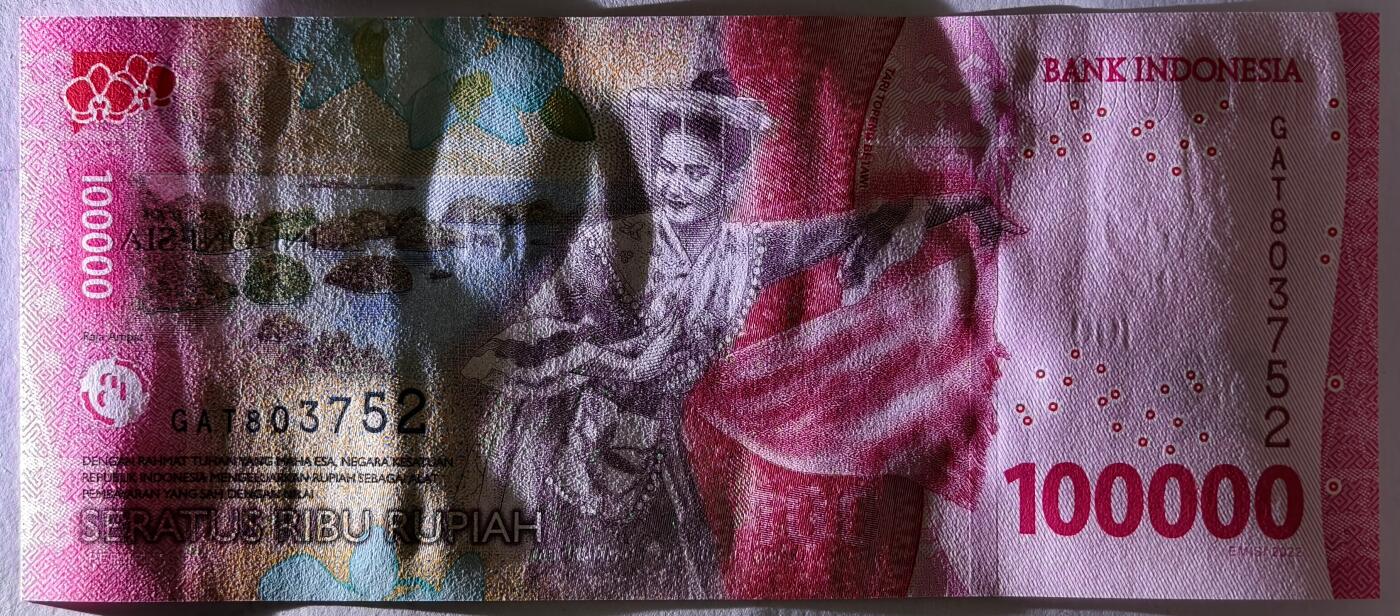 紫瑗钱币——第535期——纸币场 印度尼西亚 2022年 苏加诺和穆罕默德·哈达 100000卢比 UNC