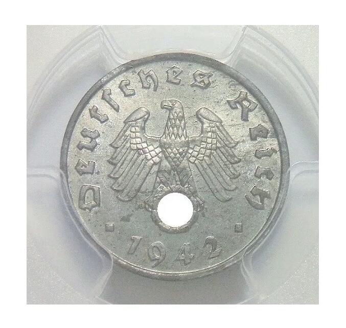 金盾PCGS MS64 德国第三帝国1942年1芬尼 难得开卷原光 