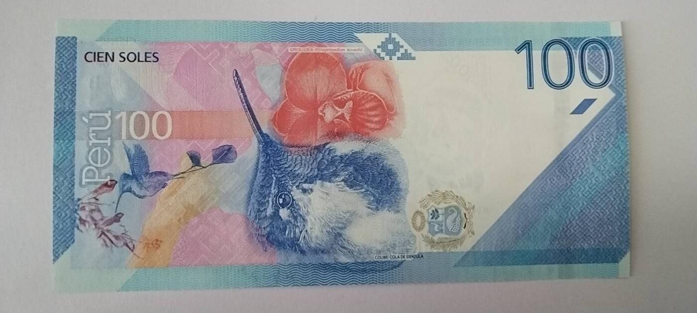 天和轩精品钱币第57场 全新UNC  秘鲁100索尔纸币   靓号688