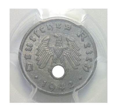金盾PCGS MS64 德国第三帝国1942年D版1芬尼 难得开卷原光 - 金盾PCGS MS64 德国第三帝国1942年D版1芬尼 难得开卷原光