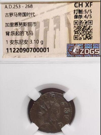 罗马帝国飞马图和第四十一任皇帝加里恩努斯铜币100-23