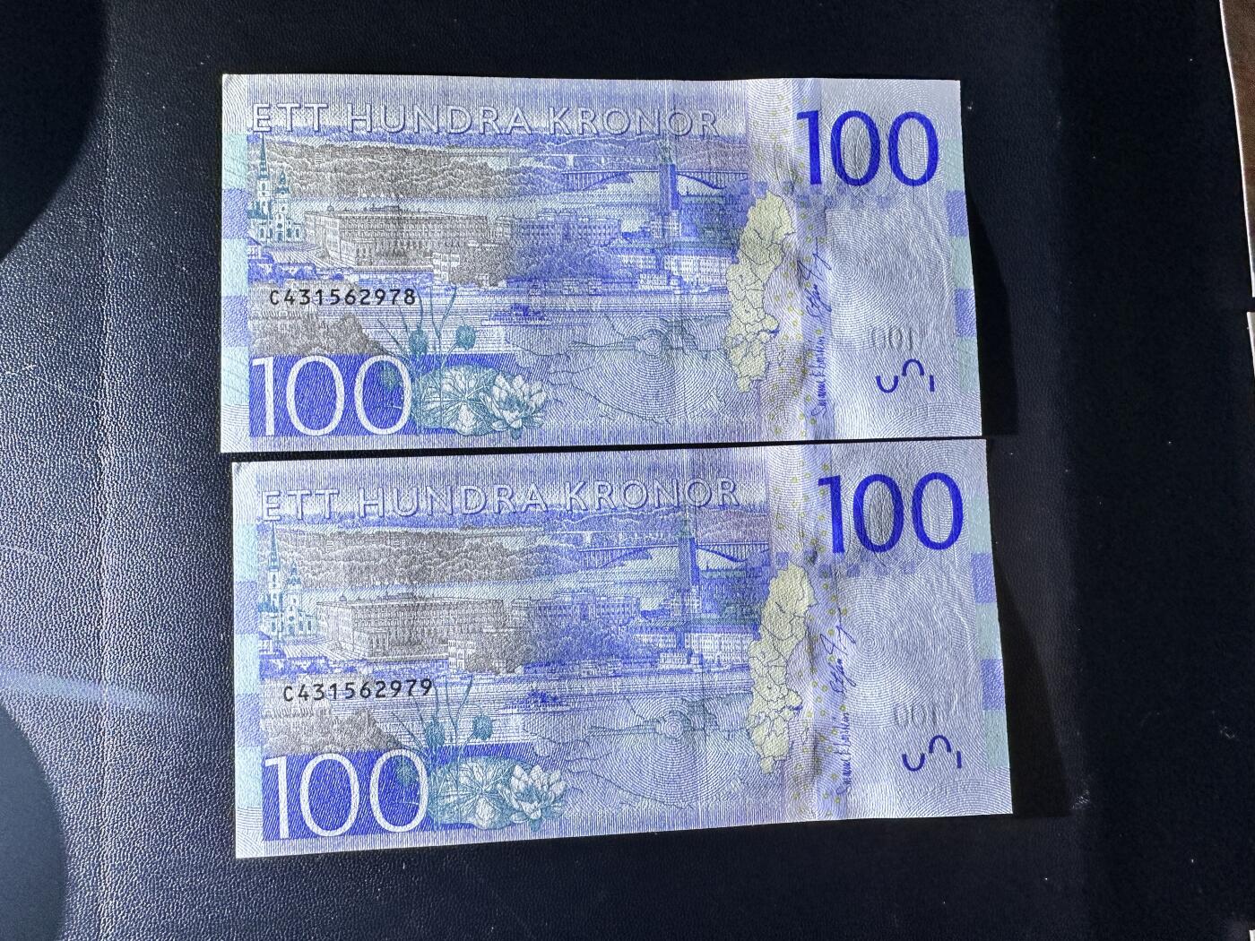 《外钞收藏家》第四百八十六期 最新版瑞典100克朗 嘉宝 两张连号 全新 一个角轻微钝