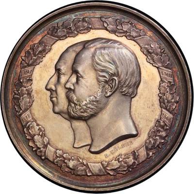 PCGS SP63唯一记录1868年奥尔登堡大公国农业协会成立50周年纪念大银章  - PCGS SP63唯一记录1868年奥尔登堡大公国农业协会成立50周年纪念大银章 