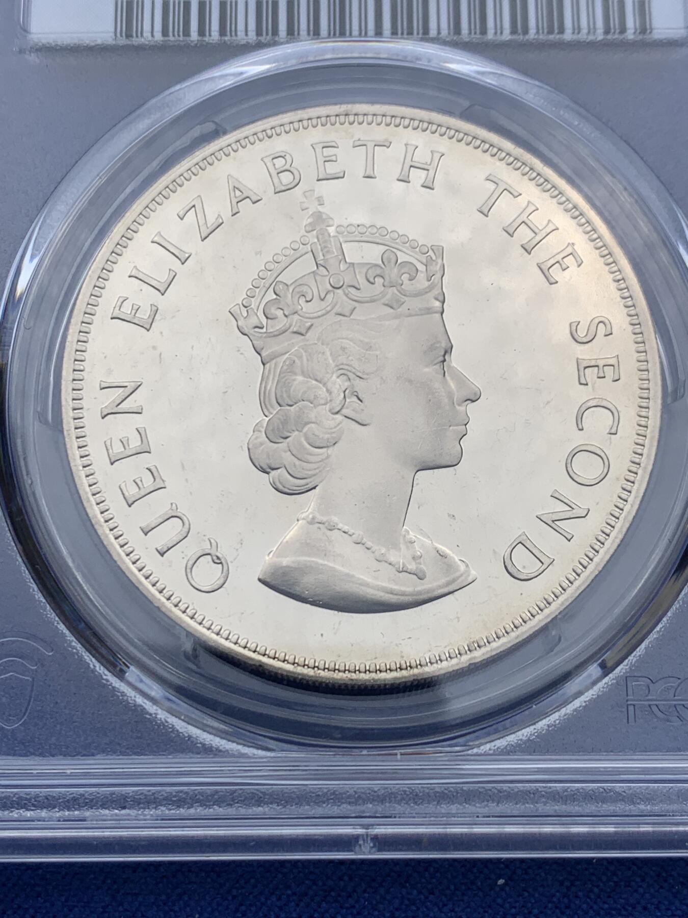 《竞宝斋》第354场 周日，周一，周二 3场连拍 （全场包邮） PCGS PR65DCAM 英属泽西1966年伊丽莎白女王5先令诺曼征服纪念精制克朗币