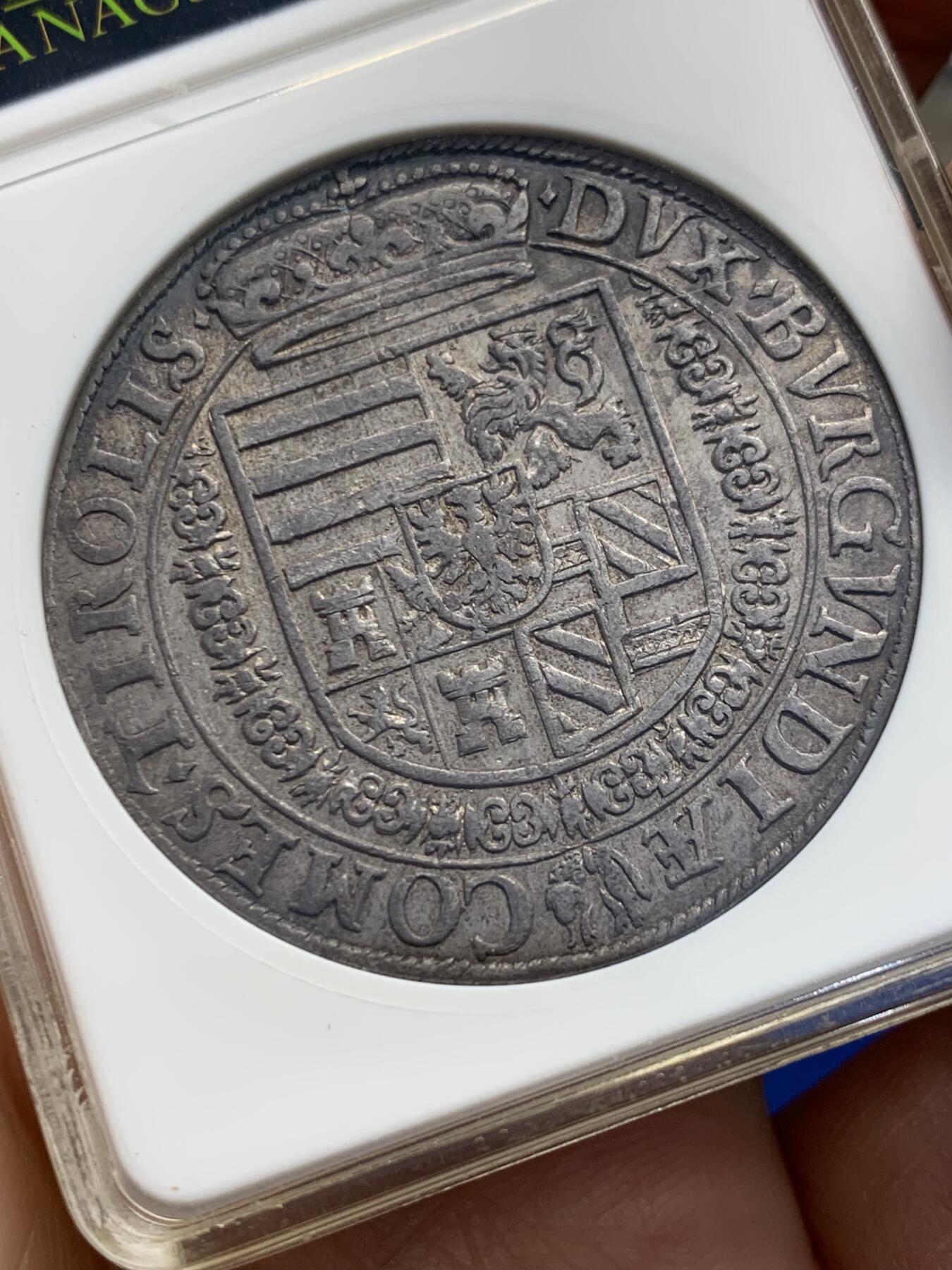 《竞宝斋》第353场 周日，周一，周二 3场连拍 （全场包邮） ANACS EF40 奥地利 1564-95年 奥地利神罗时期费迪南德1泰勒银币 经典小白盒 手感出众