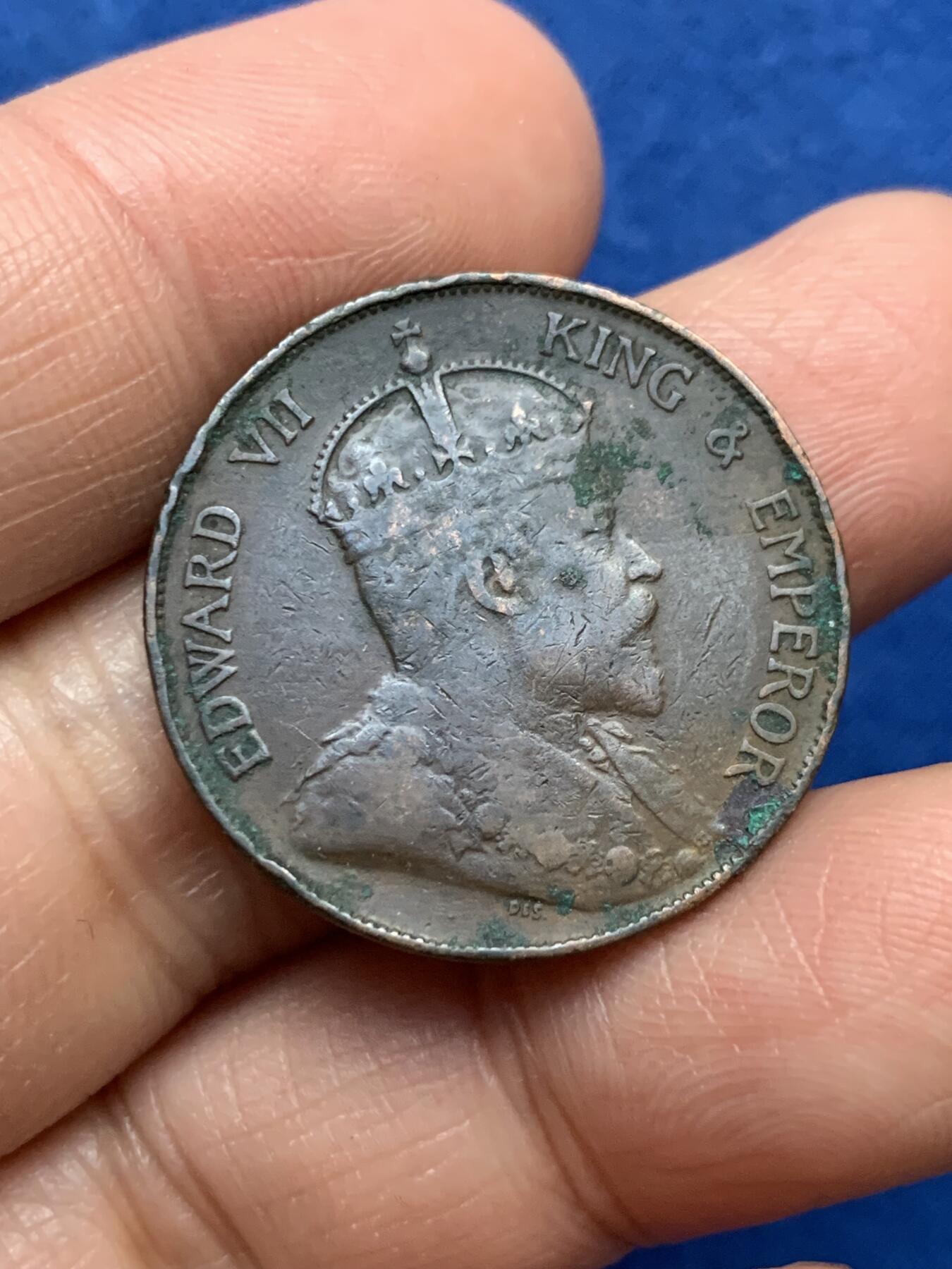 《竞宝斋》第353场 周日，周一，周二 3场连拍 （全场包邮） 香港 1902年 爱德华 一仙 铜币 原味包浆