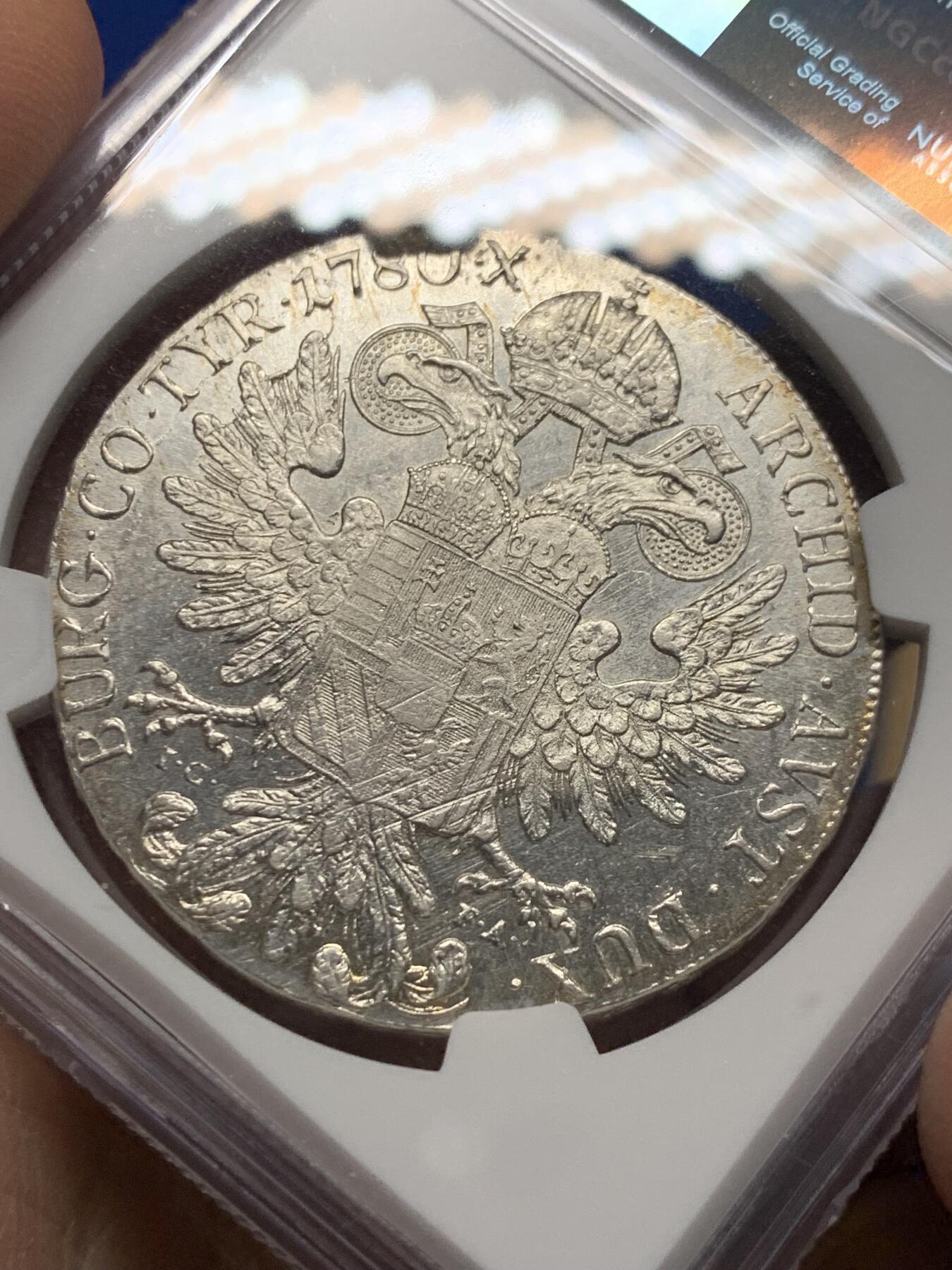 《竞宝斋》第354场 周日，周一，周二 3场连拍 （全场包邮） NGC AU55 奥地利原铸大奶妈大银币 原铸无SF带厂标I.C.F.A 稀少h20版