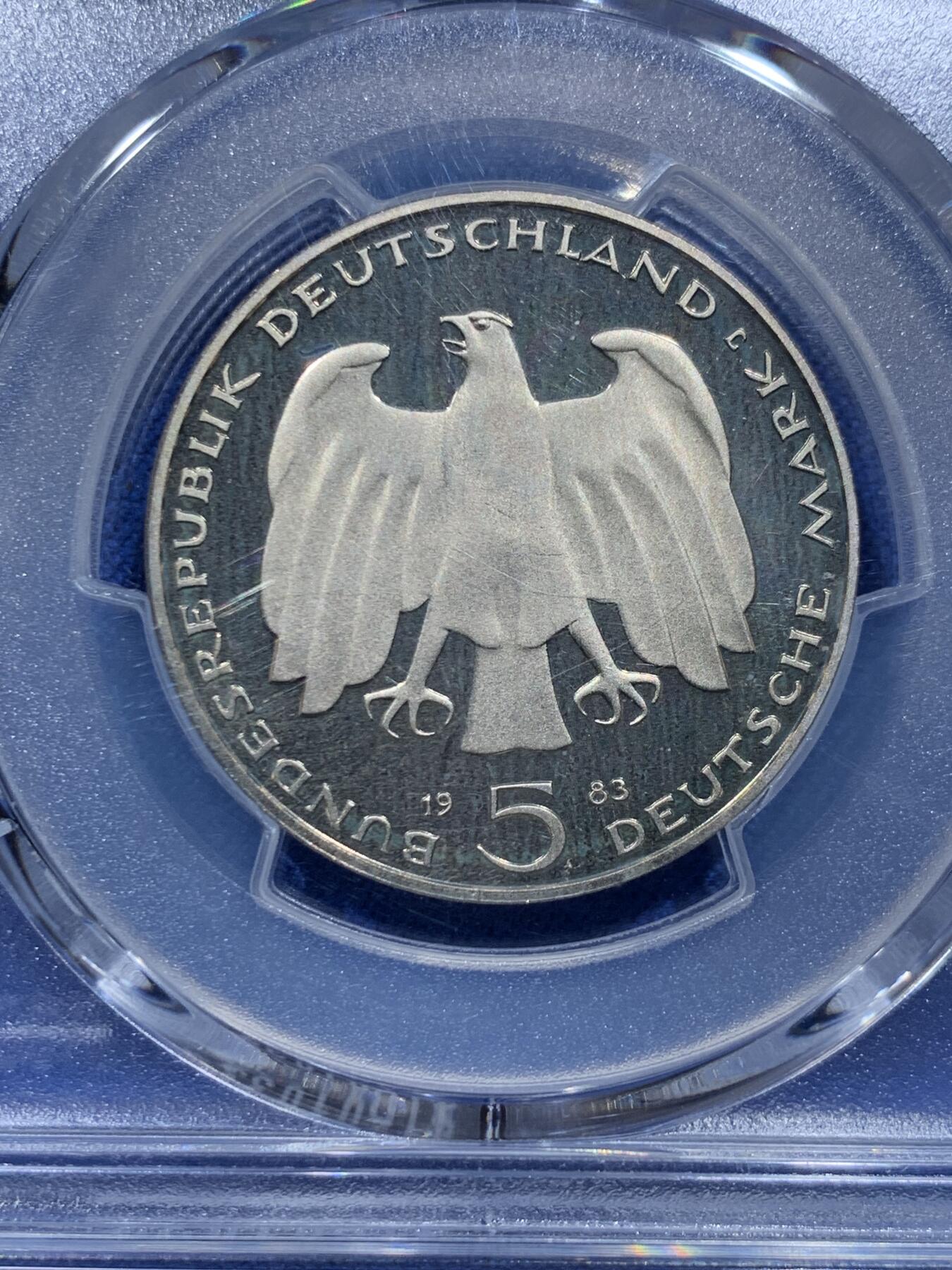 《竞宝斋》第354场 周日，周一，周二 3场连拍 （全场包邮） 亚军分 PCGS PR68DCAM 西德1983年革命导师马克思逝世百年纪念5马克