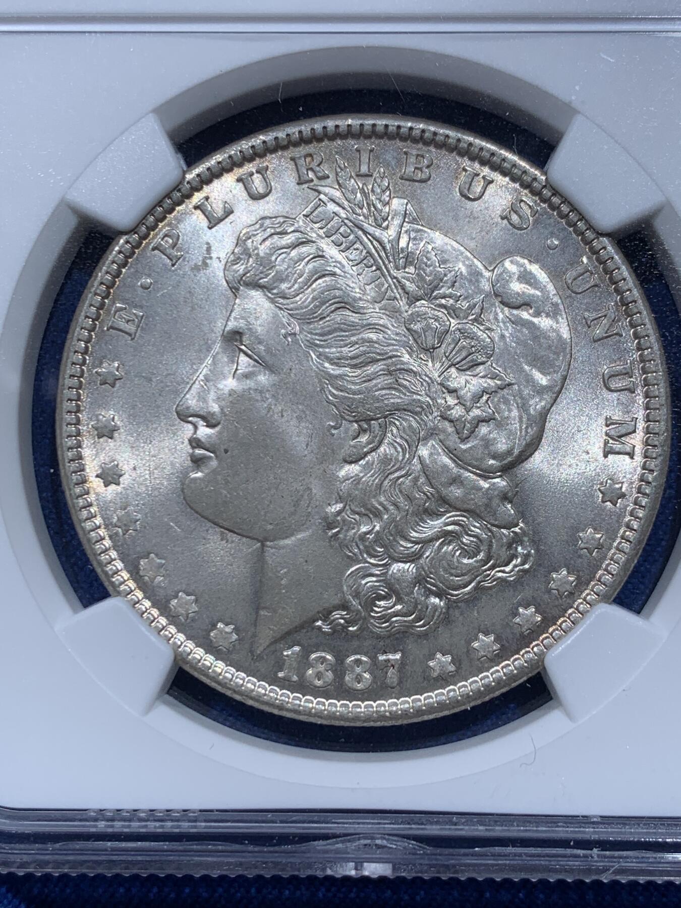 《竞宝斋》第354场 周日，周一，周二 3场连拍 （全场包邮） NGC MS64 美国 1887年1美元摩根银币