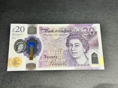 《外钞收藏家》第四百八十七期 - 2018年英国塑料钞20镑 狮子号3333 全新 角上有个压痕未贯穿