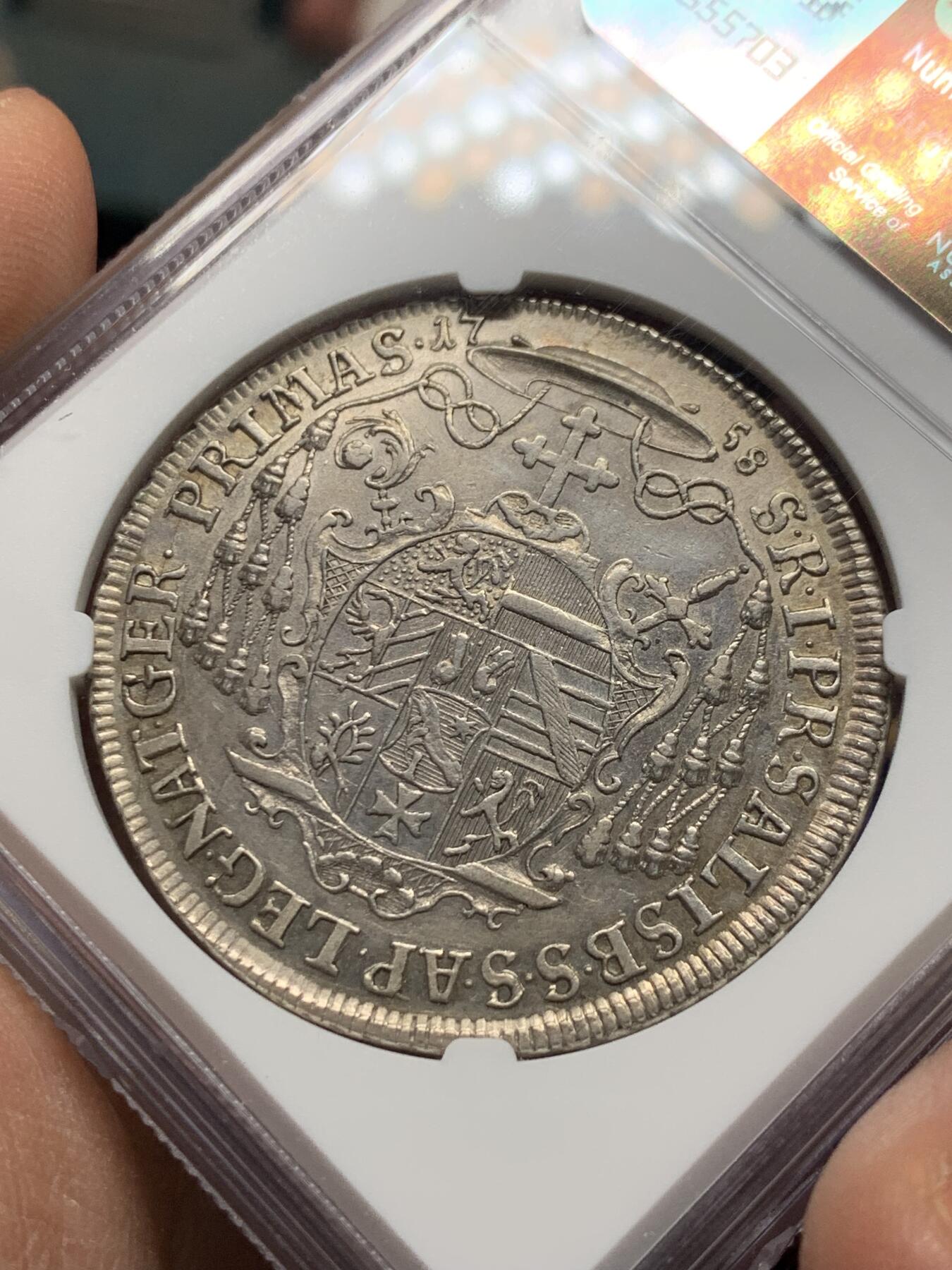 《竞宝斋》第354场 周日，周一，周二 3场连拍 （全场包邮） NGC UNC 萨尔茨堡 1758 亲王大主教西吉斯蒙德泰勒大银币 品种少见 可藏