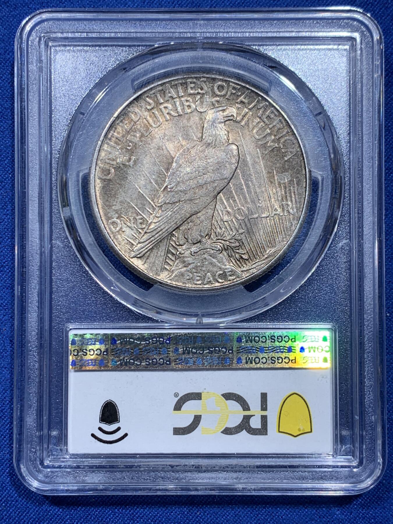 《竞宝斋》第354场 周日，周一，周二 3场连拍 （全场包邮） PCGS MS63 美国 1921年 和平 1美元 高浮雕银币 原味老包浆 大名誉品