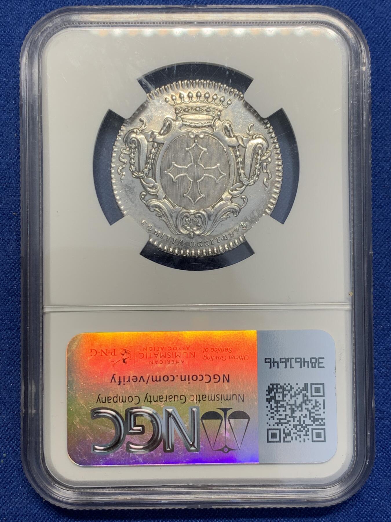 《竞宝斋》第353场 周日，周一，周二 3场连拍 （全场包邮） NGC UNCD 法国1773朗格多克路易十五圆形银质代币