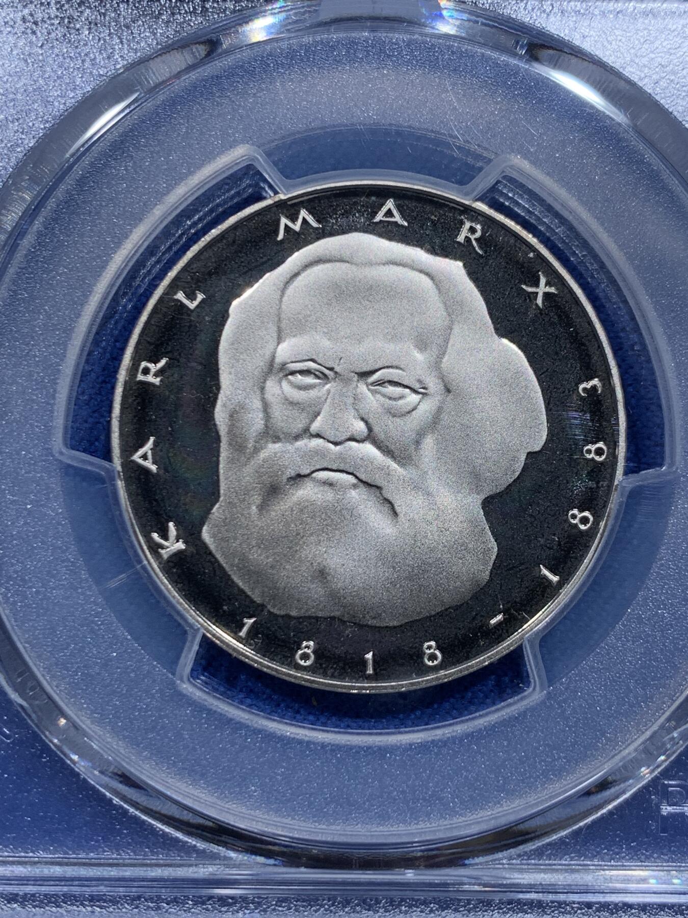 《竞宝斋》第354场 周日，周一，周二 3场连拍 （全场包邮） 亚军分 PCGS PR68DCAM 西德1983年革命导师马克思逝世百年纪念5马克
