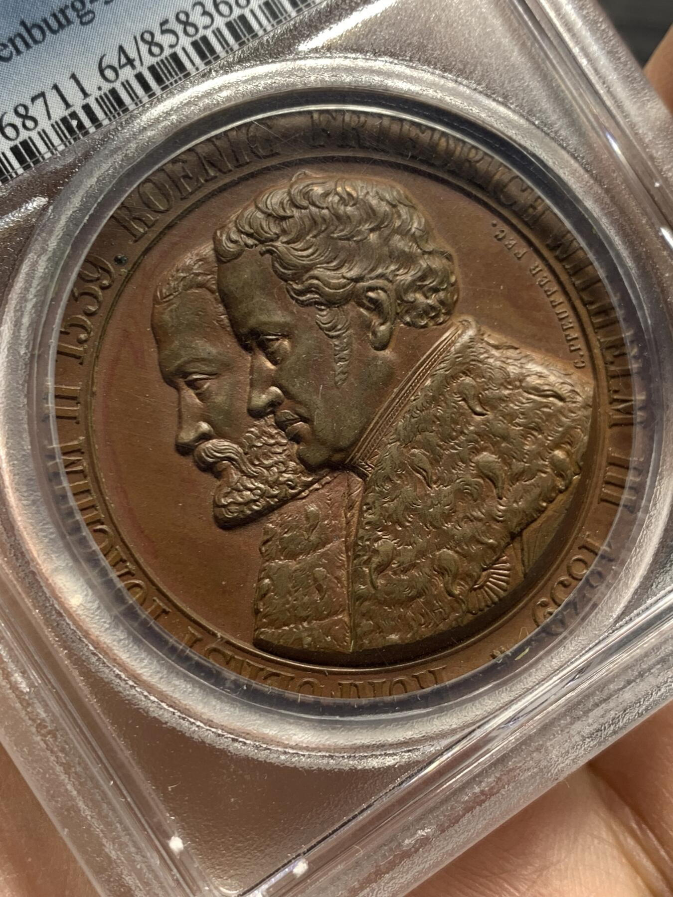 《竞宝斋》第354场 周日，周一，周二 3场连拍 （全场包邮） PCGS SP64 德国1839年普鲁士天主教宗教改革铜章 冠军分