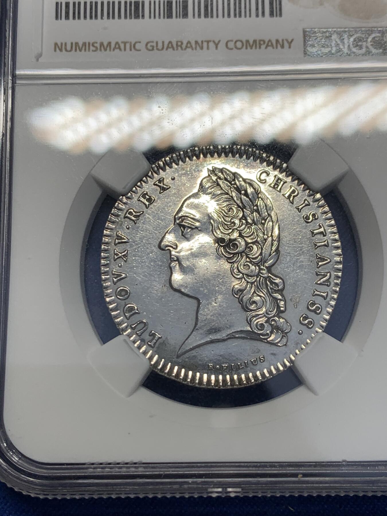 《竞宝斋》第353场 周日，周一，周二 3场连拍 （全场包邮） NGC UNCD 法国1773朗格多克路易十五圆形银质代币