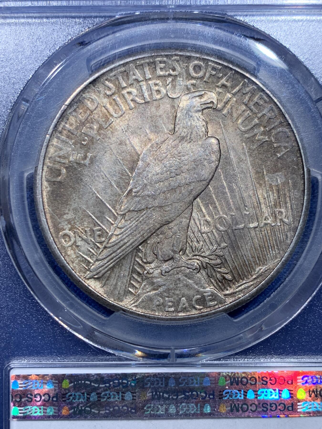 《竞宝斋》第354场 周日，周一，周二 3场连拍 （全场包邮） PCGS MS63 美国 1921年 和平 1美元 高浮雕银币 原味老包浆 大名誉品