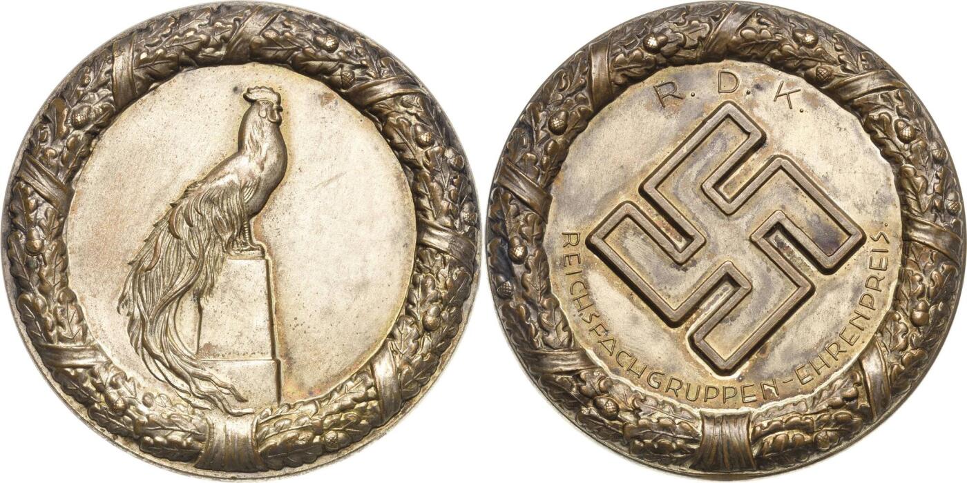 《竞宝斋》第354场 周日，周一，周二 3场连拍 （全场包邮） 德国 1934 莱比锡 镀银大铜章 直径约60.5mm 重约117克 超高浮雕 PCGS没有标号 所以没法入盒 稀少品种 2024年拍卖4200成交