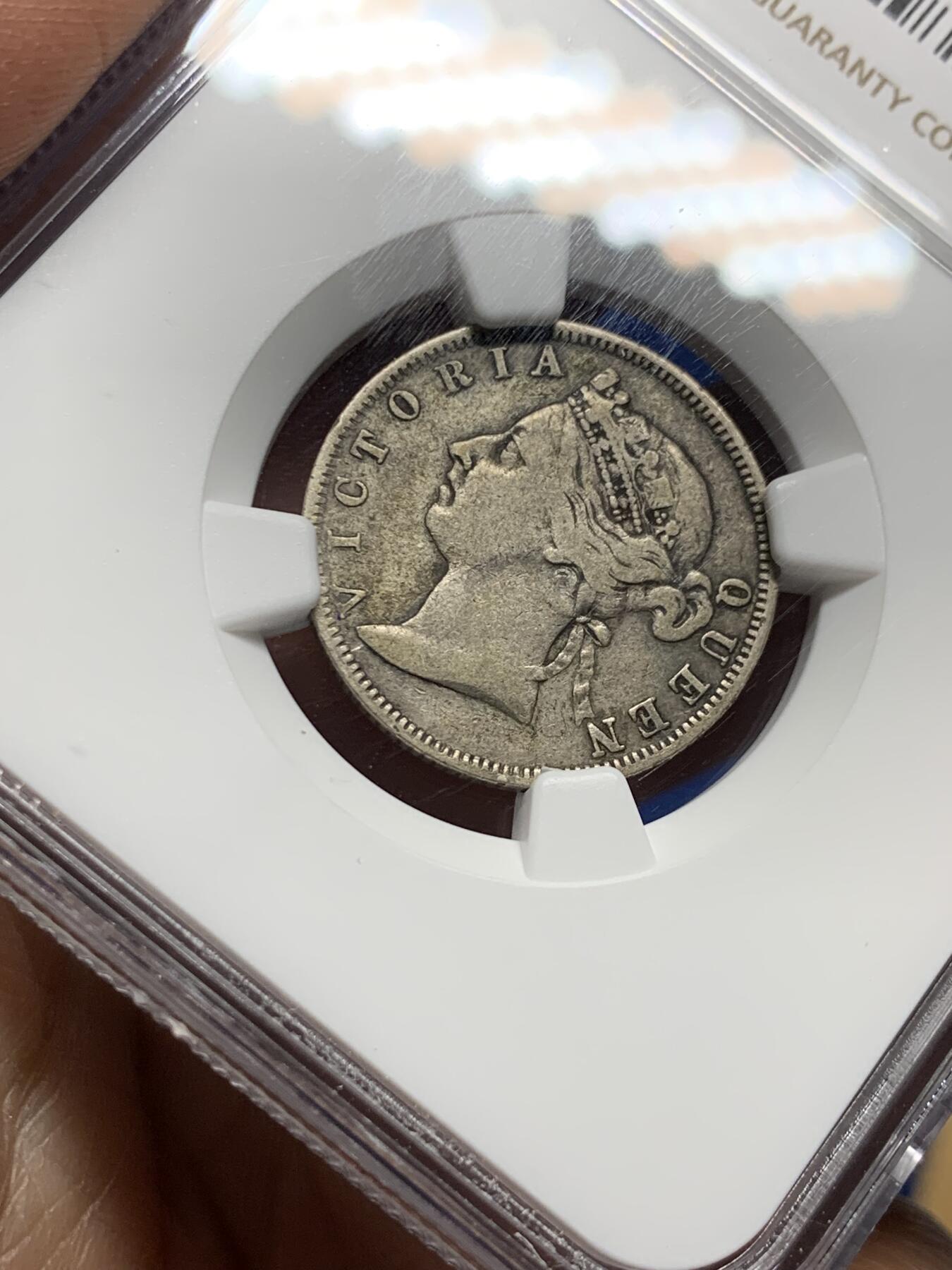 《竞宝斋》第354场 周日，周一，周二 3场连拍 （全场包邮） NGC VF20 香港1895年维多利亚贰毫银币