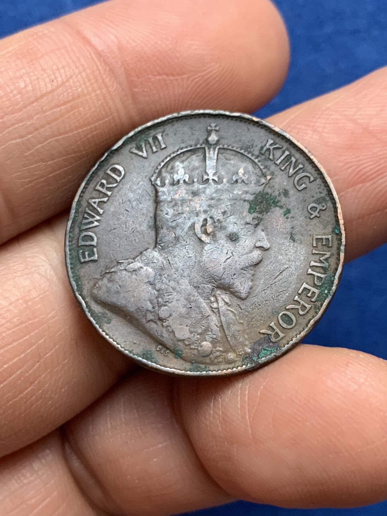 《竞宝斋》第353场 周日，周一，周二 3场连拍 （全场包邮） 香港 1902年 爱德华 一仙 铜币 原味包浆