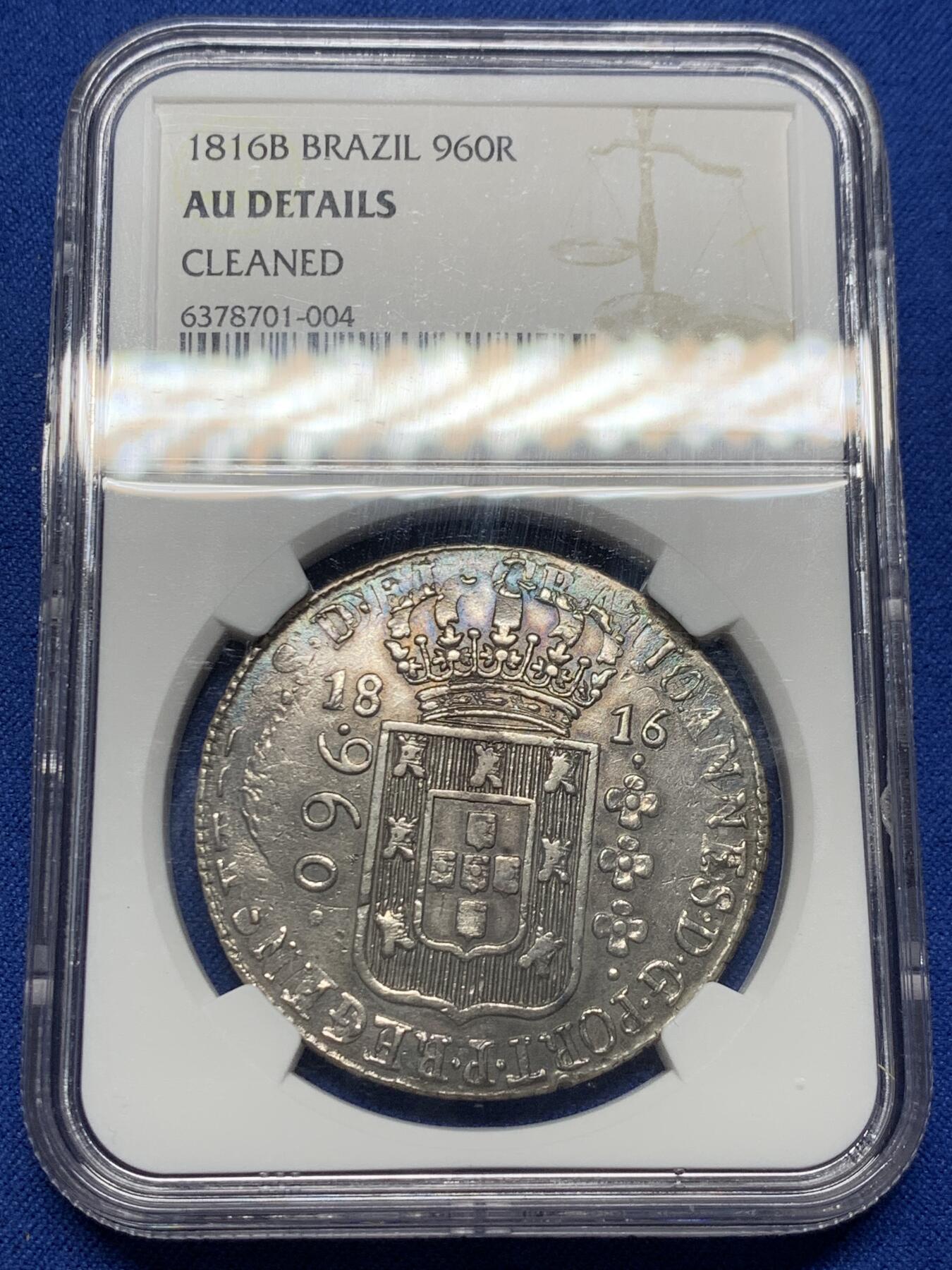 《竞宝斋》第354场 周日，周一，周二 3场连拍 （全场包邮） NGC AUD 1816葡属巴西960R大银币