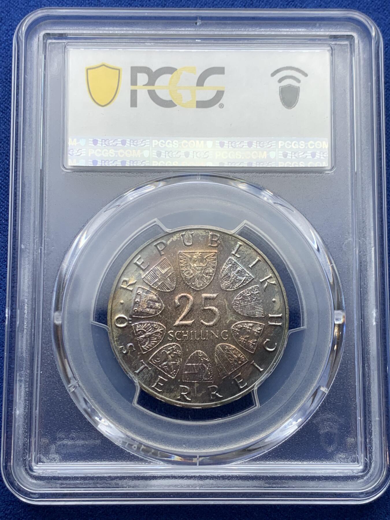 《竞宝斋》第353场 周日，周一，周二 3场连拍 （全场包邮） 4枚一组 PCGS PR66/67/64/63 奥地利1966/1965年维也纳大学5/10/25/50先令精制纪念银币，带包浆，送原装纪念册
