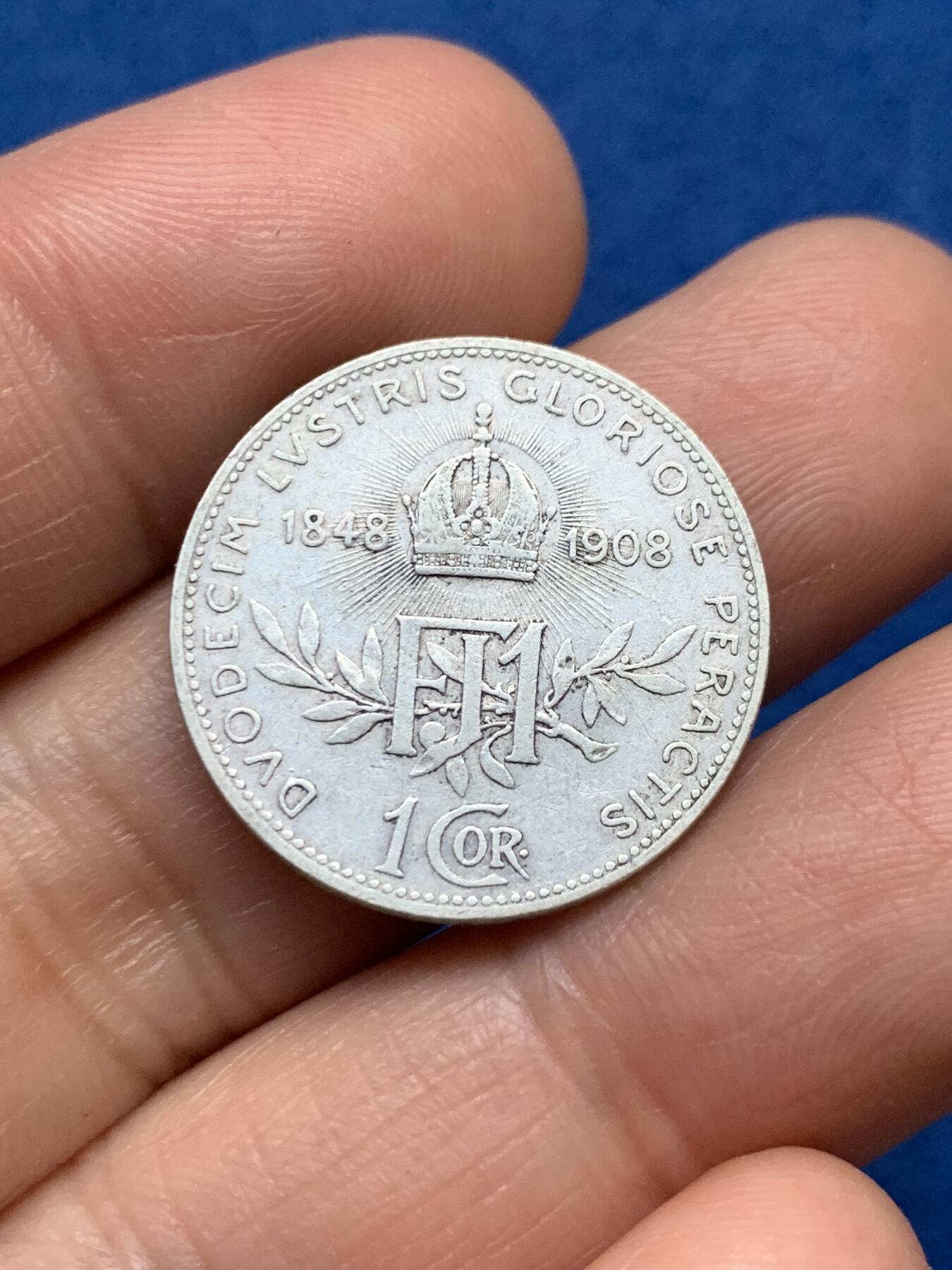 《竞宝斋》第353场 周日，周一，周二 3场连拍 （全场包邮） 两枚一组 奥地利弗朗西斯·约瑟夫一世1科罗纳银币 1901年+1908年统治60周年纪念 早期年费+少见品种