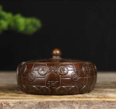 杂项专场 - 纯铜象棋烟灰缸摆件