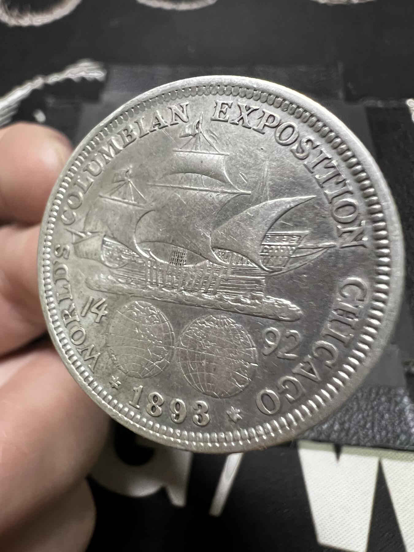 聚福钱庄~世界钱币第一期 新店开业 全场包邮 欢迎参拍 美国1893年哥伦布50分银币