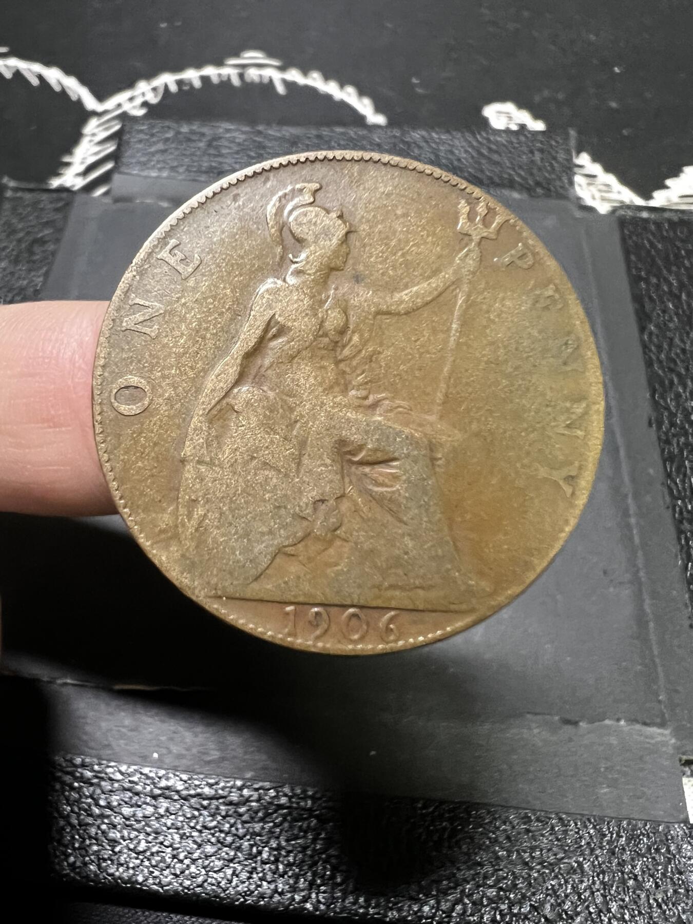 聚福钱庄~世界钱币第一期 新店开业 全场包邮 欢迎参拍 英国1906年爱德华七世1便士大铜币