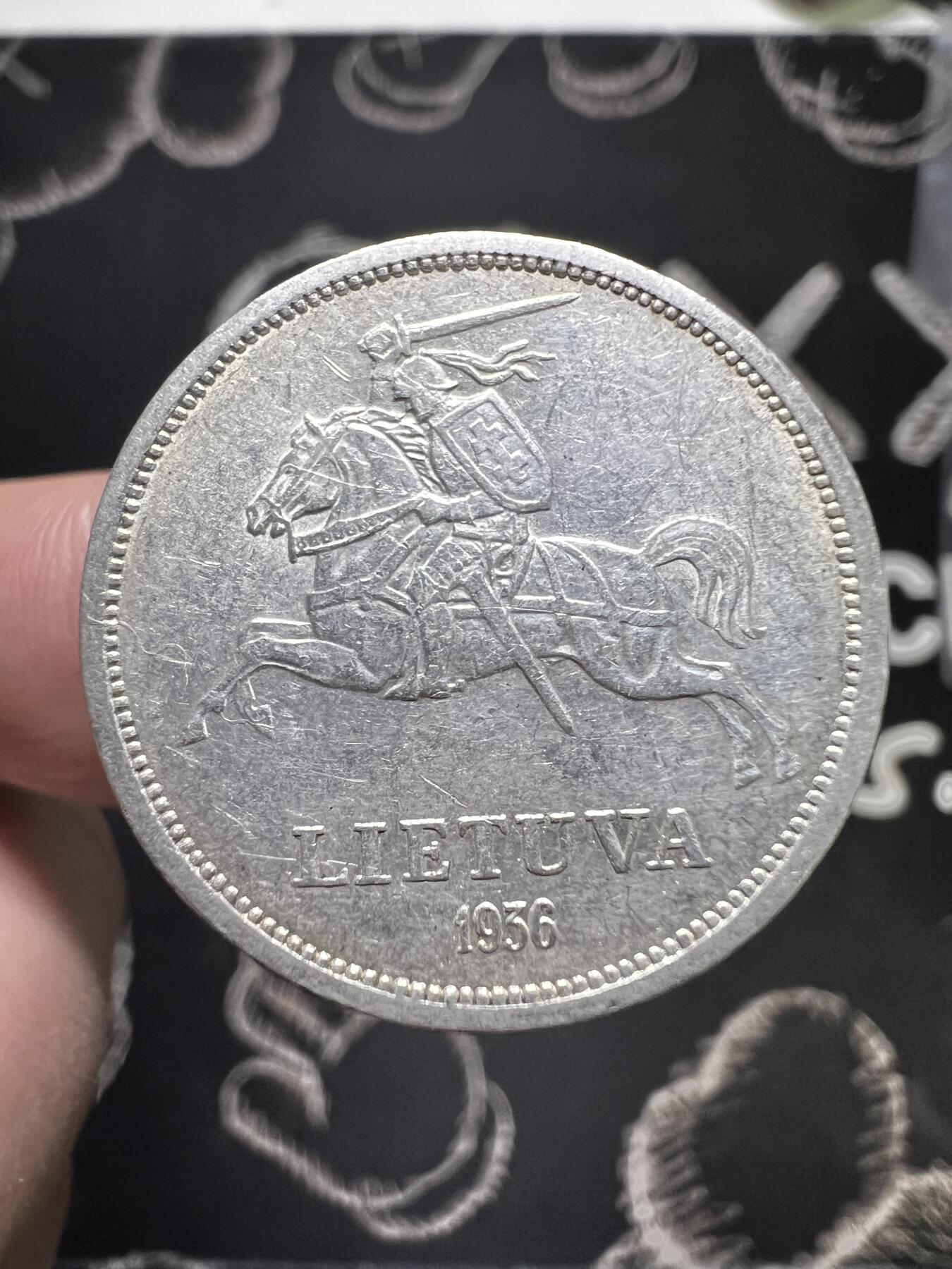 聚福钱庄~世界钱币第一期 新店开业 全场包邮 欢迎参拍 立陶宛1936年5立特银币 少见