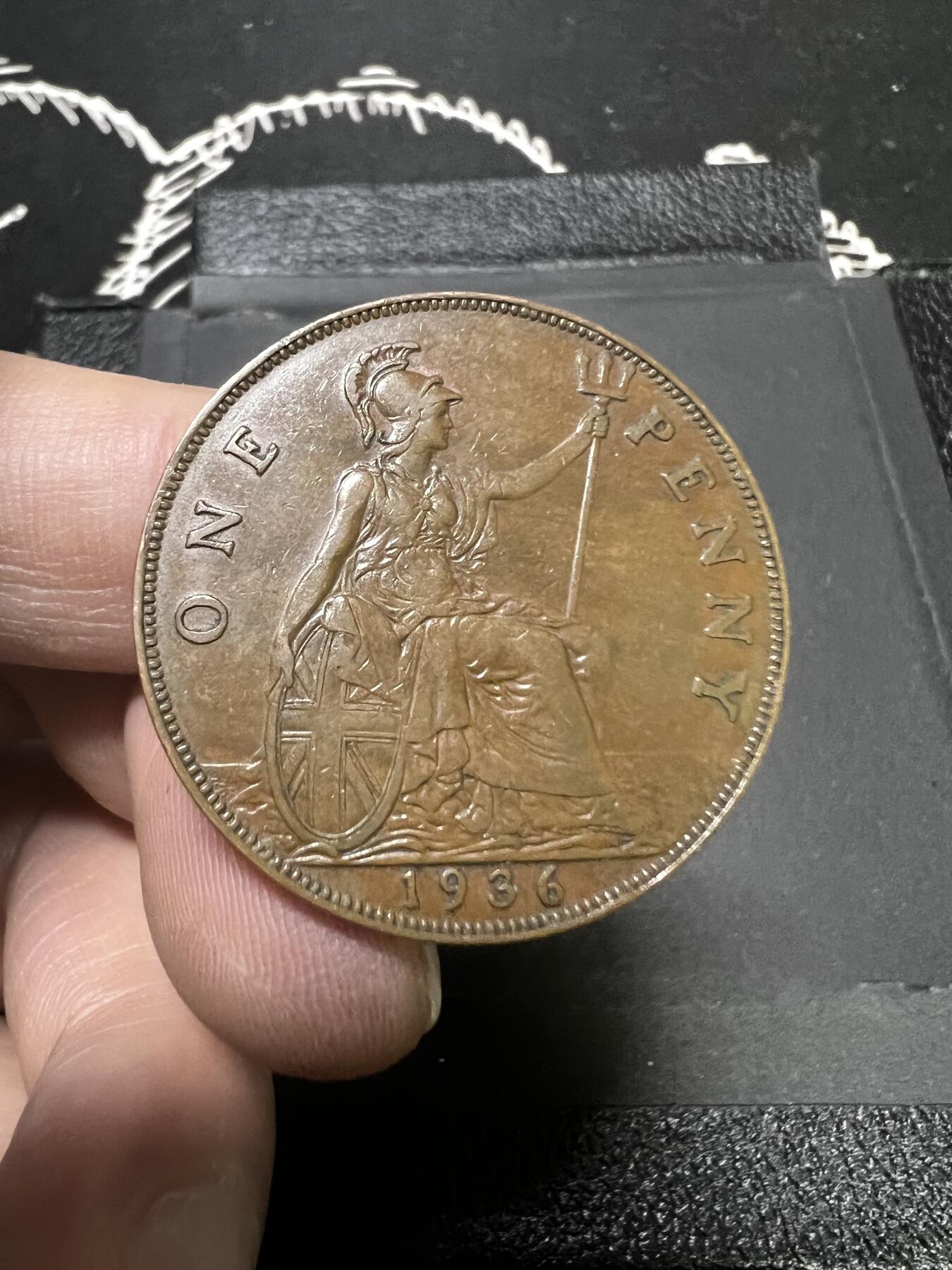 聚福钱庄~世界钱币第一期 新店开业 全场包邮 欢迎参拍 英国1936年乔治五世1便士大铜币
