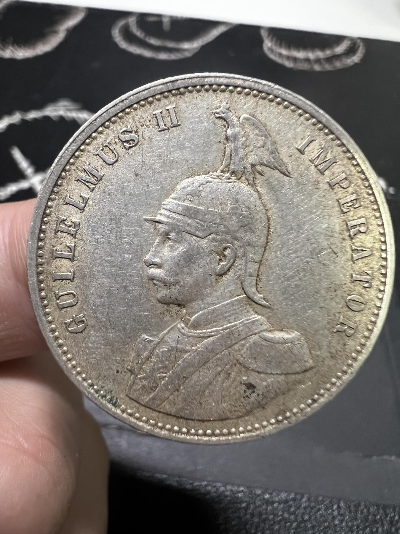 聚福钱庄~世界钱币第一期 新店开业 全场包邮 欢迎参拍 德属东非1908年J版威廉二世1卢比银币好品 小特年